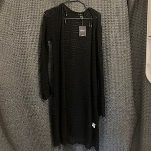 Black knitted king sleeve beach cover up